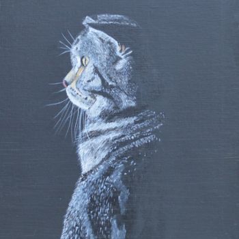 Peinture intitulée "Profil de chat" par Brigitte Didier (Biche), Œuvre d'art originale, Acrylique