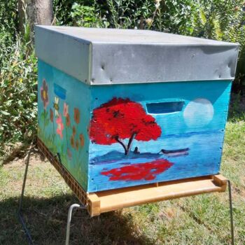 Pintura intitulada "Ruche, abeilles" por Brigi'Art, Obras de arte originais, Acrílico