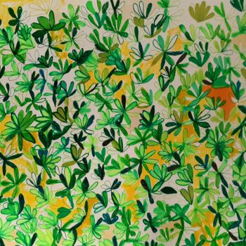 Dessin intitulée "sans titre fleurs" par Brigite Oury, Œuvre d'art originale, Marqueur