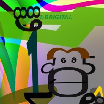 Digitale Kunst mit dem Titel "affengeil" von Brigitta Krause, Original-Kunstwerk