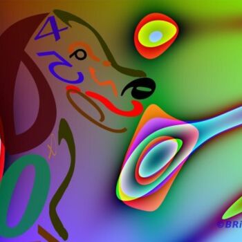 Digitale Kunst mit dem Titel "mein treuer hund un…" von Brigitta Krause, Original-Kunstwerk
