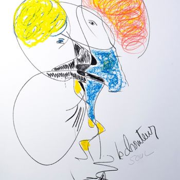 Zeichnungen mit dem Titel "Le chanteur soul" von Anih, Original-Kunstwerk, Bleistift