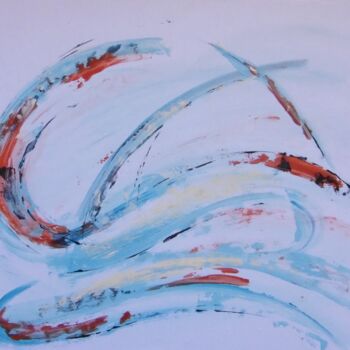 Painting titled "Abstrait 8" by Brigitte Barcelo, Original Artwork, Gouache Mounted on Wood Panel
