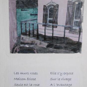 Painting titled "La maison rose" by Brigitte Barcelo, Original Artwork, Acrylic