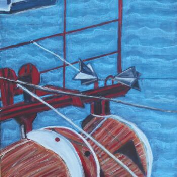 Peinture intitulée "Bateau de pêche" par Brigitte Barcelo, Œuvre d'art originale, Acrylique