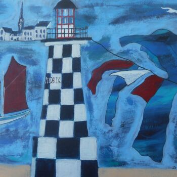 Malarstwo zatytułowany „Le phare” autorstwa Brigitte Barcelo, Oryginalna praca, Akryl