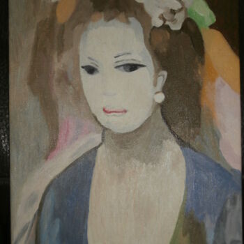 Картина под названием "portrait 3 copie, d…" - Brigitte Barcelo, Подлинное произведение искусства, Масло