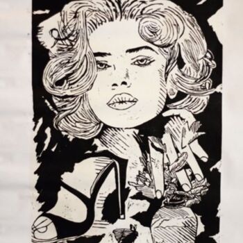 Gravures & estampes intitulée "Sans titre" par Brigitte Barcelo, Œuvre d'art originale, Xylographie