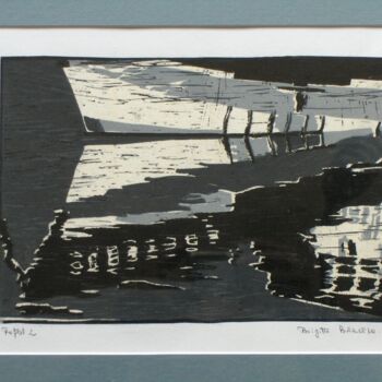 Gravures & estampes intitulée "reflet 1" par Brigitte Barcelo, Œuvre d'art originale, Gravure Monté sur Carton