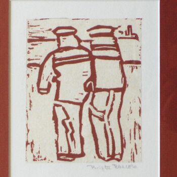 Estampas & grabados titulada "Marins" por Brigitte Barcelo, Obra de arte original, Linograbados Montado en Cartulina