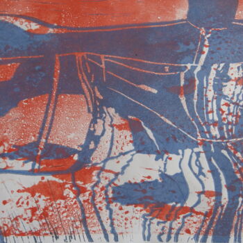 Estampas & grabados titulada "gouttes de soleil" por Brigitte Barcelo, Obra de arte original, Monotipia Montado en Cartulina