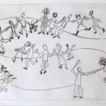Gravures & estampes intitulée "Danse" par Brigitte Barcelo, Œuvre d'art originale, Gravure