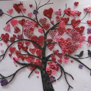 Peinture intitulée "arbre-a-coeurs" par Brigitte Barcelo, Œuvre d'art originale, Acrylique