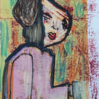 图画 标题为“La fille” 由Brigitte Barcos Nosetti, 原创艺术品, 铅笔