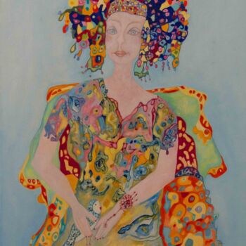 Peinture intitulée "La Hippie" par Brigitte Bargain, Œuvre d'art originale, Huile