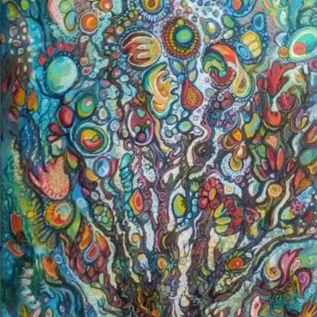 Ζωγραφική με τίτλο "L'arbre de vie" από Brigitte Belhache-Brivoal, Αυθεντικά έργα τέχνης, Ακρυλικό
