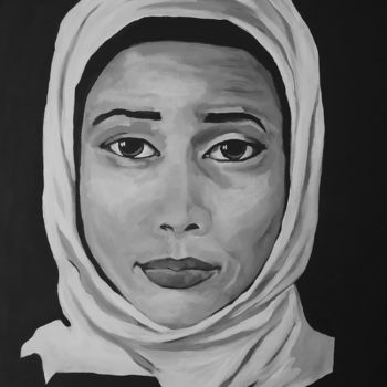Картина под названием "portrait femme -6-" - Brigitte Benitah, Подлинное произведение искусства, Акрил