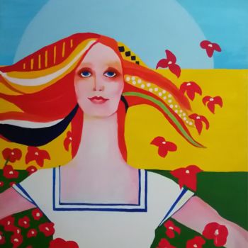 Malerei mit dem Titel "soleil bleu" von Brigitte Benitah, Original-Kunstwerk, Acryl