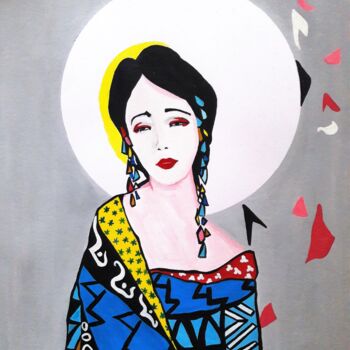 Schilderij getiteld "geisha" door Brigitte Benitah, Origineel Kunstwerk, Acryl