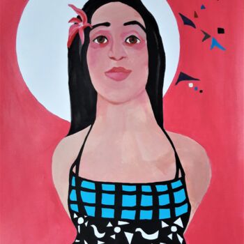 Peinture intitulée "portrait femme" par Brigitte Benitah, Œuvre d'art originale, Acrylique