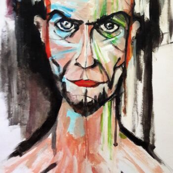 Ζωγραφική με τίτλο "portrait Bowie - d'…" από Brigitte Benitah, Αυθεντικά έργα τέχνης, Ακρυλικό
