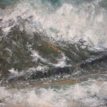 Peinture intitulée "La vague" par Brigitte Botsen (Britt), Œuvre d'art originale, Huile Monté sur Châssis en bois