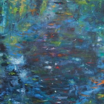 Картина под названием "Reflets d'eau" - Brigitte Botsen (Britt), Подлинное произведение искусства, Масло Установлен на Дерев…