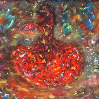 Painting titled "Flamenca" by Brigitte Botsen (Britt), Original Artwork, Oil Mounted on Wood Stretcher frame