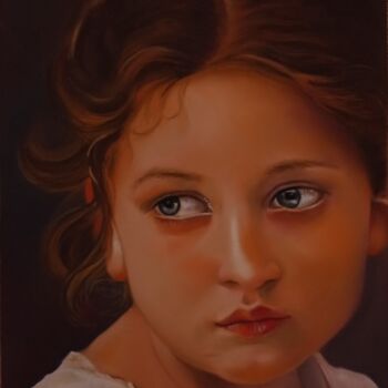 Peinture intitulée "Portrait fillette d…" par Brigitte Bouron, Œuvre d'art originale, Pastel Monté sur Carton