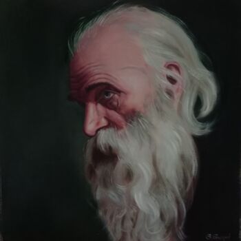 Painting titled "Portrait masculin" by Brigitte Bouron, Original Artwork, Oil