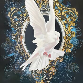 Peinture intitulée "N°4- La colombe" par Brigitte Bouron, Œuvre d'art originale, Pastel