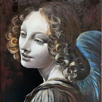 Картина под названием "L'ange, détail du t…" - Brigitte Bouron, Подлинное произведение искусства, Масло