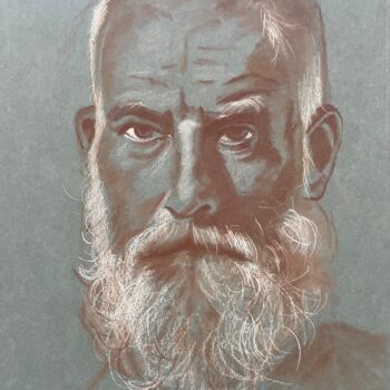 Zeichnungen mit dem Titel "Portrait masculin 3" von Brigitte Bouron, Original-Kunstwerk, Pastell