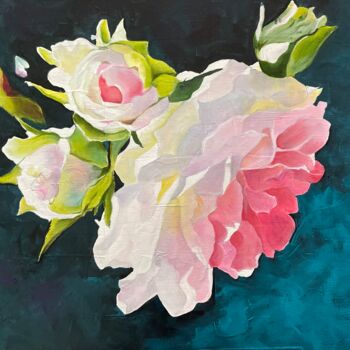 Peinture intitulée "Roses" par Brigitte Bouron, Œuvre d'art originale, Huile