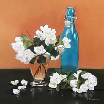 Schilderij getiteld "Seringat blanc" door Brigitte Bouron, Origineel Kunstwerk, Pastel