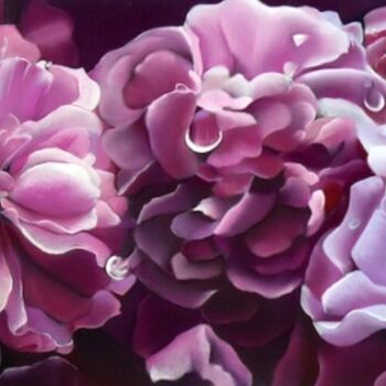 Pintura intitulada "SYMPHONIE EN ROSE" por Brigitte Bouron, Obras de arte originais, Pastel Montado em Cartão