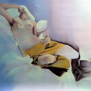 Painting titled "NU FEMININ 2" by Brigitte Bouron, Original Artwork, Oil
