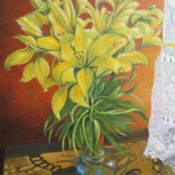 绘画 标题为“bouquet de lys jaun…” 由Brigitte Bouysse, 原创艺术品, 油