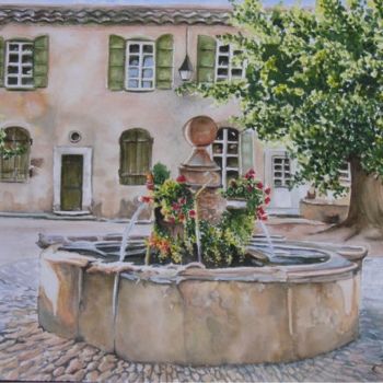 Peinture intitulée "Fontaine de villene…" par Brigitte Bouysse, Œuvre d'art originale, Huile