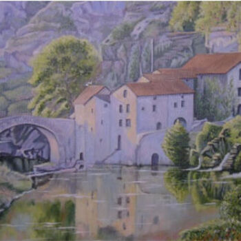 Painting titled "le moulin" by Brigitte Bouysse, Original Artwork, Oil