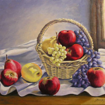 Peinture intitulée "panier d'automne" par Brigitte Bouysse, Œuvre d'art originale, Huile