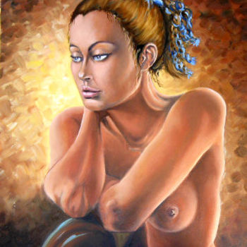 Pintura titulada "la femme aux perles…" por Brigitte Bouysse, Obra de arte original, Oleo