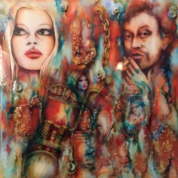 Painting titled "BB ET GAINSBOURG" by Brigitte Bresson, Original Artwork, Resin