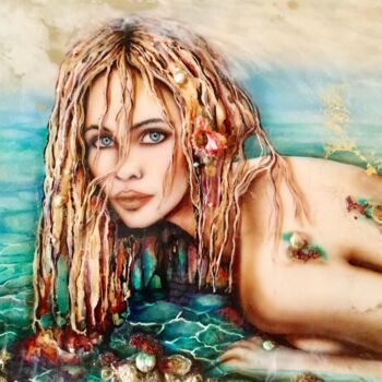 Painting titled "EMMANUELLE BEART" by Brigitte Bresson, Original Artwork, Resin