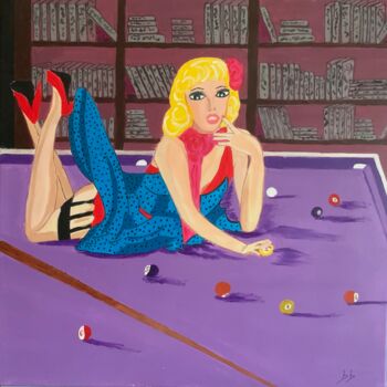 Картина под названием "Le billard" - Brigitte Candy, Подлинное произведение искусства, Акрил