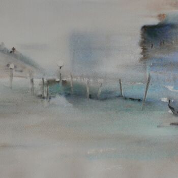 Pintura intitulada "Venise et Brouillard" por Brigitte Chevalier, Obras de arte originais, Aquarela