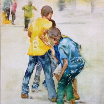 Pintura intitulada "Enfants de st Laure…" por Brigitte Chevalier, Obras de arte originais, Aquarela