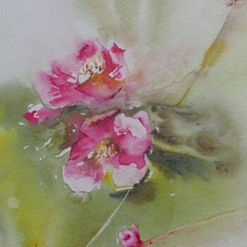 Painting titled "jardin" by Brigitte Chevalier, Original Artwork, Watercolor