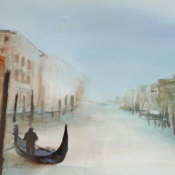 Картина под названием "Venise" - Brigitte Chevalier, Подлинное произведение искусства, Акварель