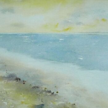 Peinture intitulée "plage de Yalimapo" par Brigitte Chevalier, Œuvre d'art originale, Aquarelle